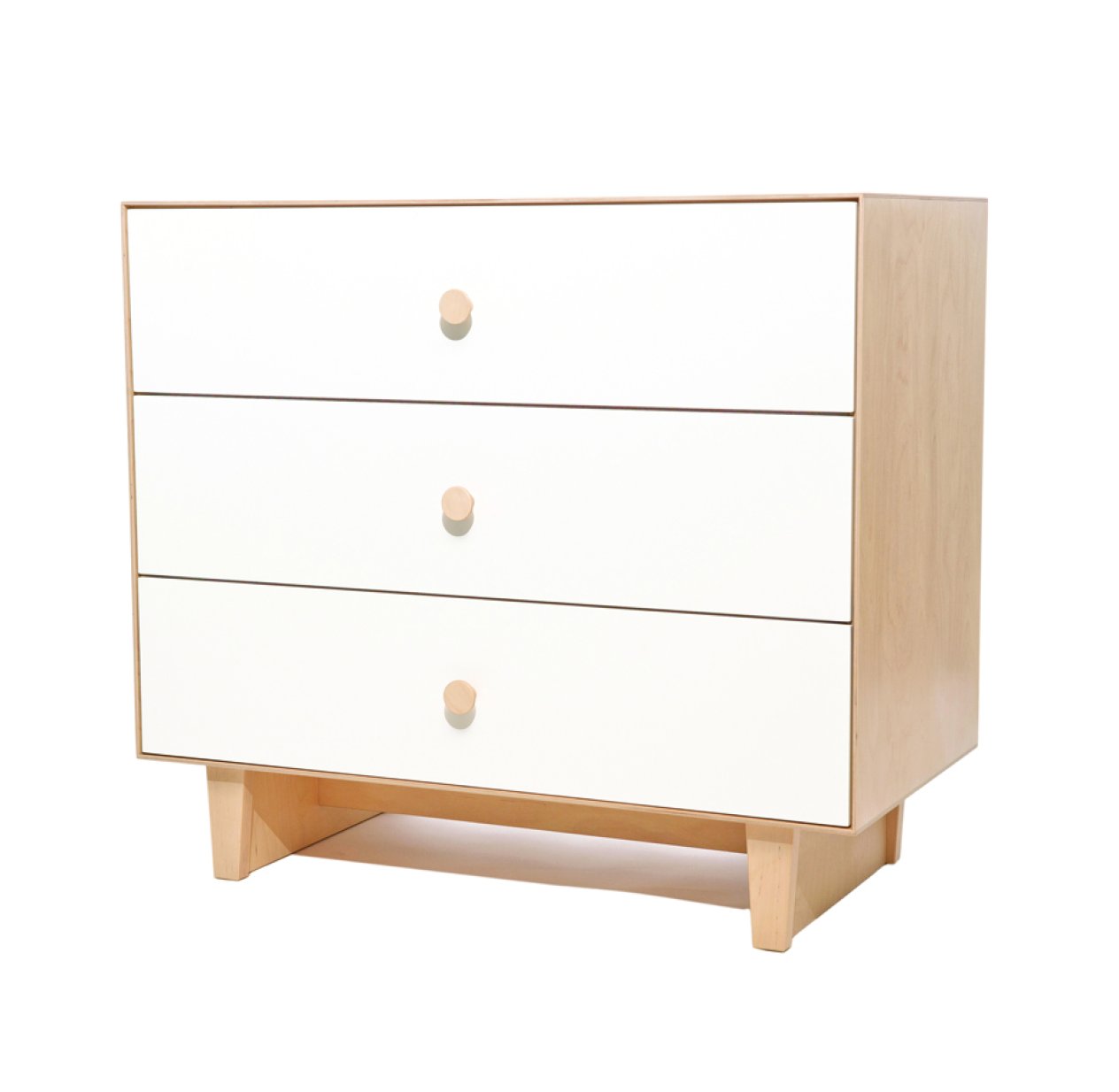 Commode Merlin Rhea 3 tiroirs - Blanc/Bouleau